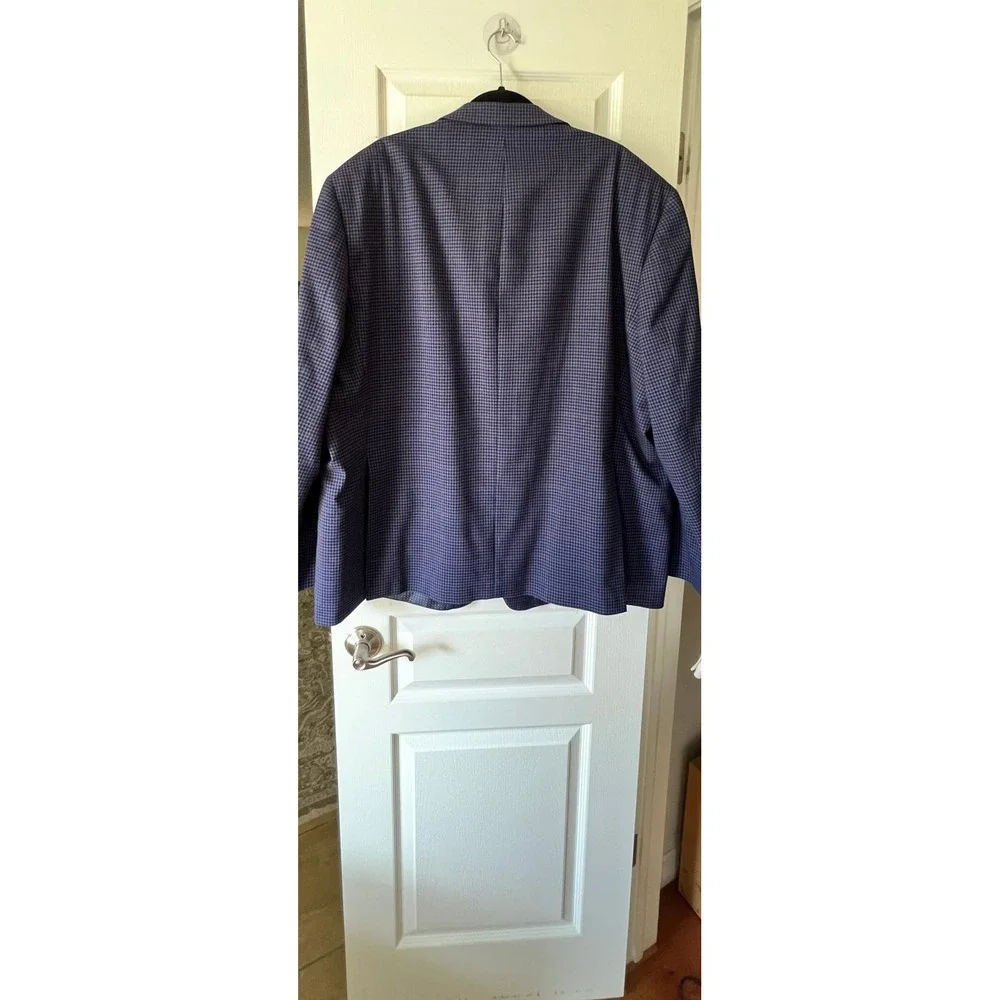 Shaquille‎ O'Neal XLG Blue Burgundy Houndstooth Blazer Sport Coat Men's Size XLG